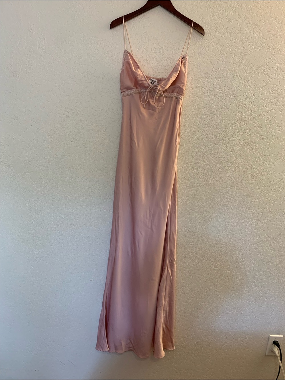 Princess Polly Blush Pink Satin Slip Dress with Lace Trim | 4